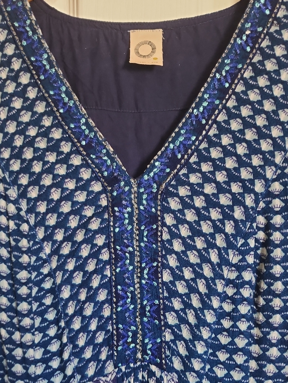 🌊ANTHROPOLOGIE ANTAKEMI + KIN Blue Long-Sleeve Women's Dress. BOHO ✨️L Y2K🌸 - Picture 5 of 12
